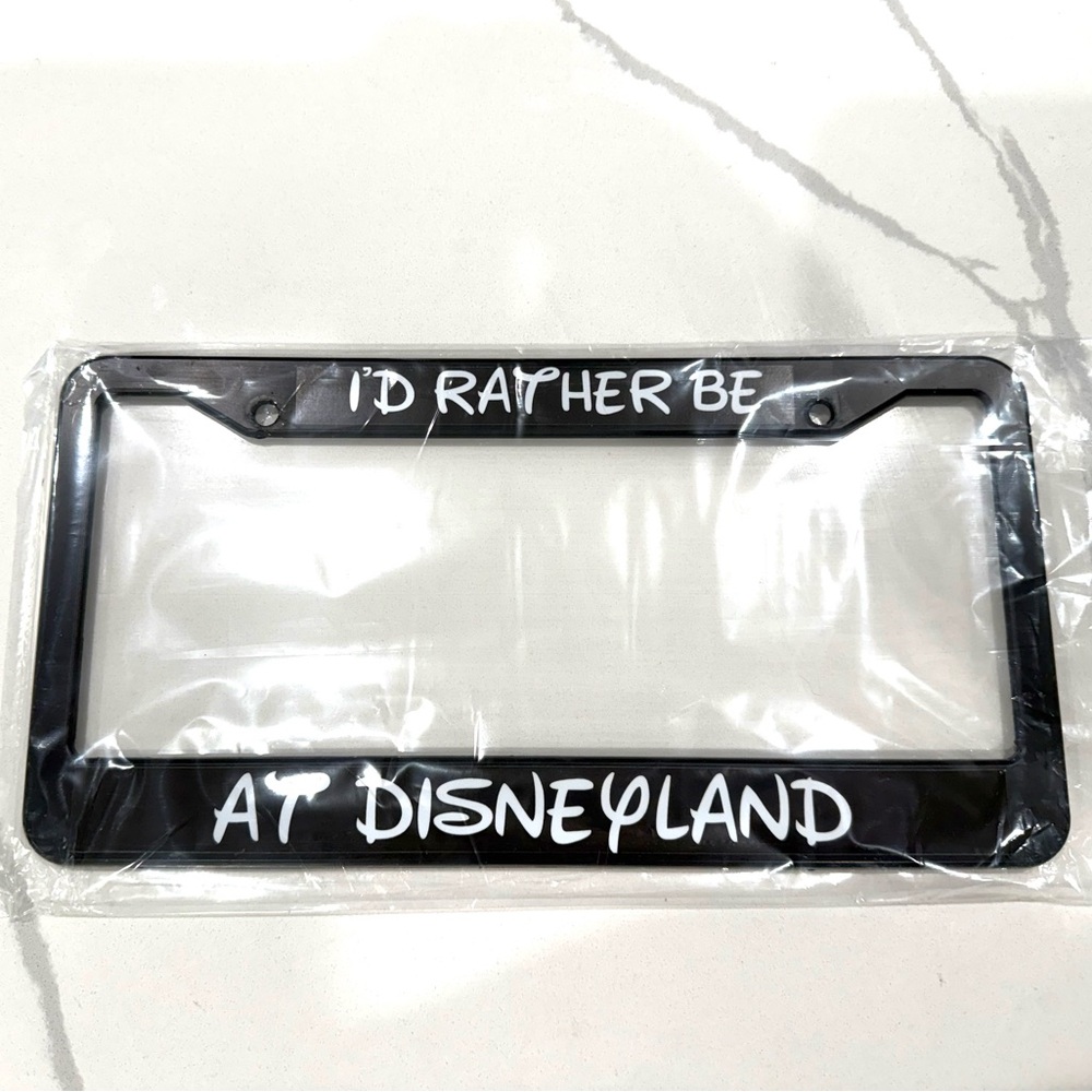 Brand New-I'D RATHER BE AT DISNEYLAND-Black License Plate Frame - Picture 2 of 5